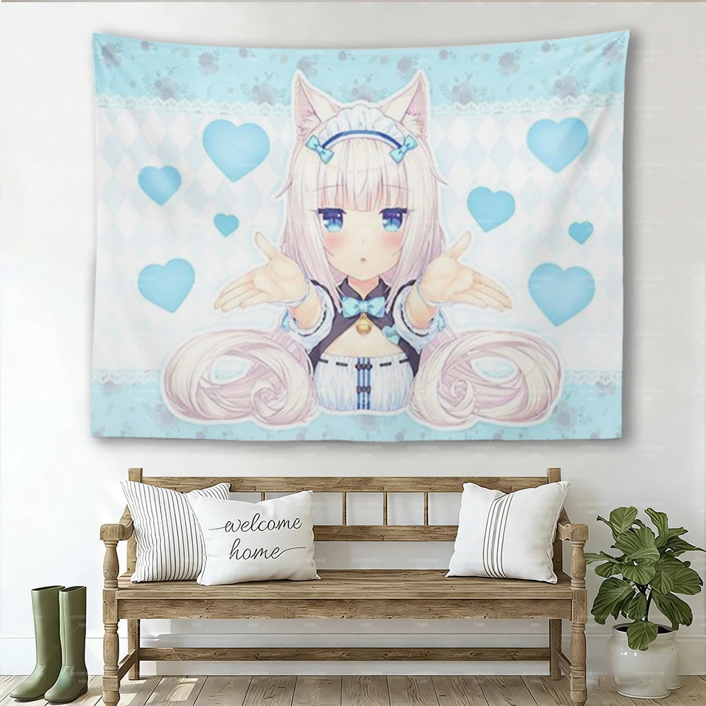 1 pieza de tapiz de anime N-NEKOPARA, decoración de pared con dibujos animados de chica gato Kawaii para dormitorio, regalo perfecto para fans de Otaku
