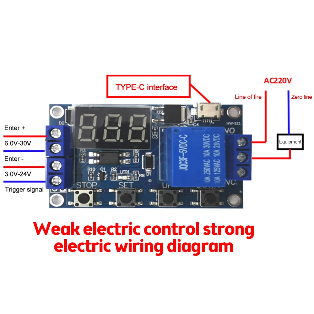 Timer Relay Time Delay Relay DC 6-30V Delay Controller Board Trigger Delay Switching Relay Module with LCD Display