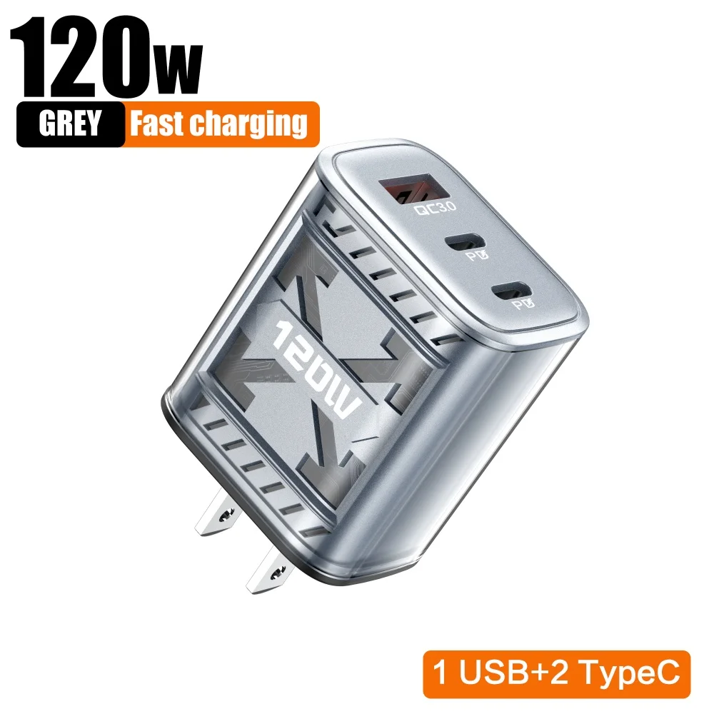 Multi-Port PD 120W Typ-C USB-Ladegerät mit schneller Ladefunktion für iPhone, Samsung, Huawei, Xiaomi, Quick Charge Ladegerät