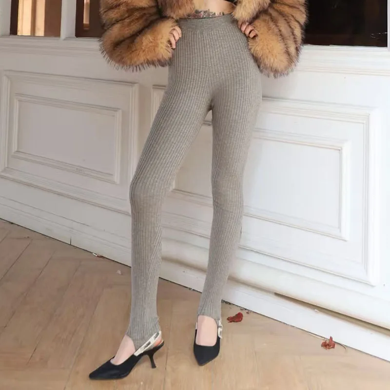 

Women's Custom-Dyed Knit Cropped Leggings, Fashionable Sexy Slim-Fit Stretch Leggings, High-Quality Tights, 2026 Spring New y2k