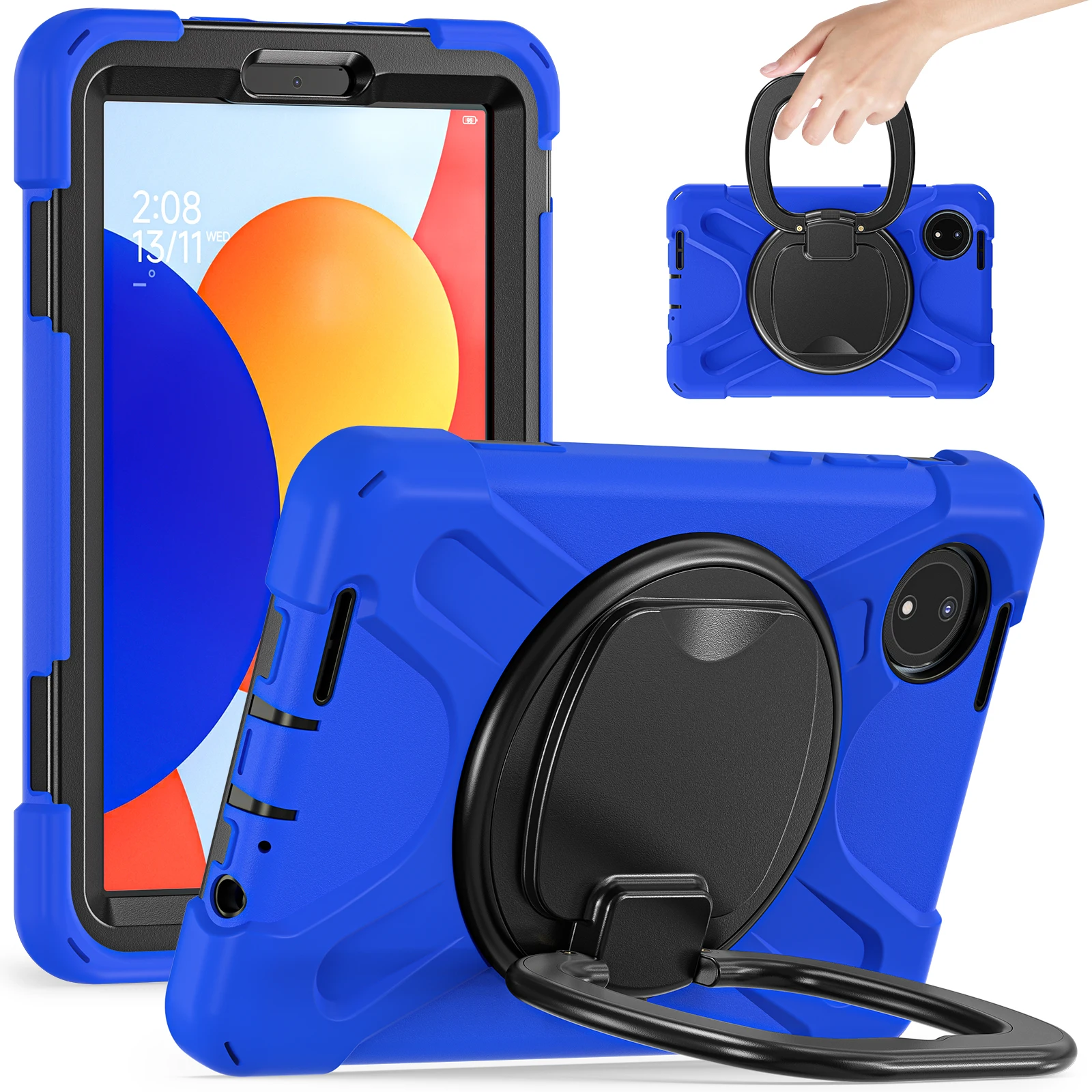 

360 Rotatable Heavy Duty Case For Xiaomi Redmi Pad SE 8.7 2024 Hybrid Stand Cover For Redmi Pad SE 4G 8.7 inch With Handle Grip