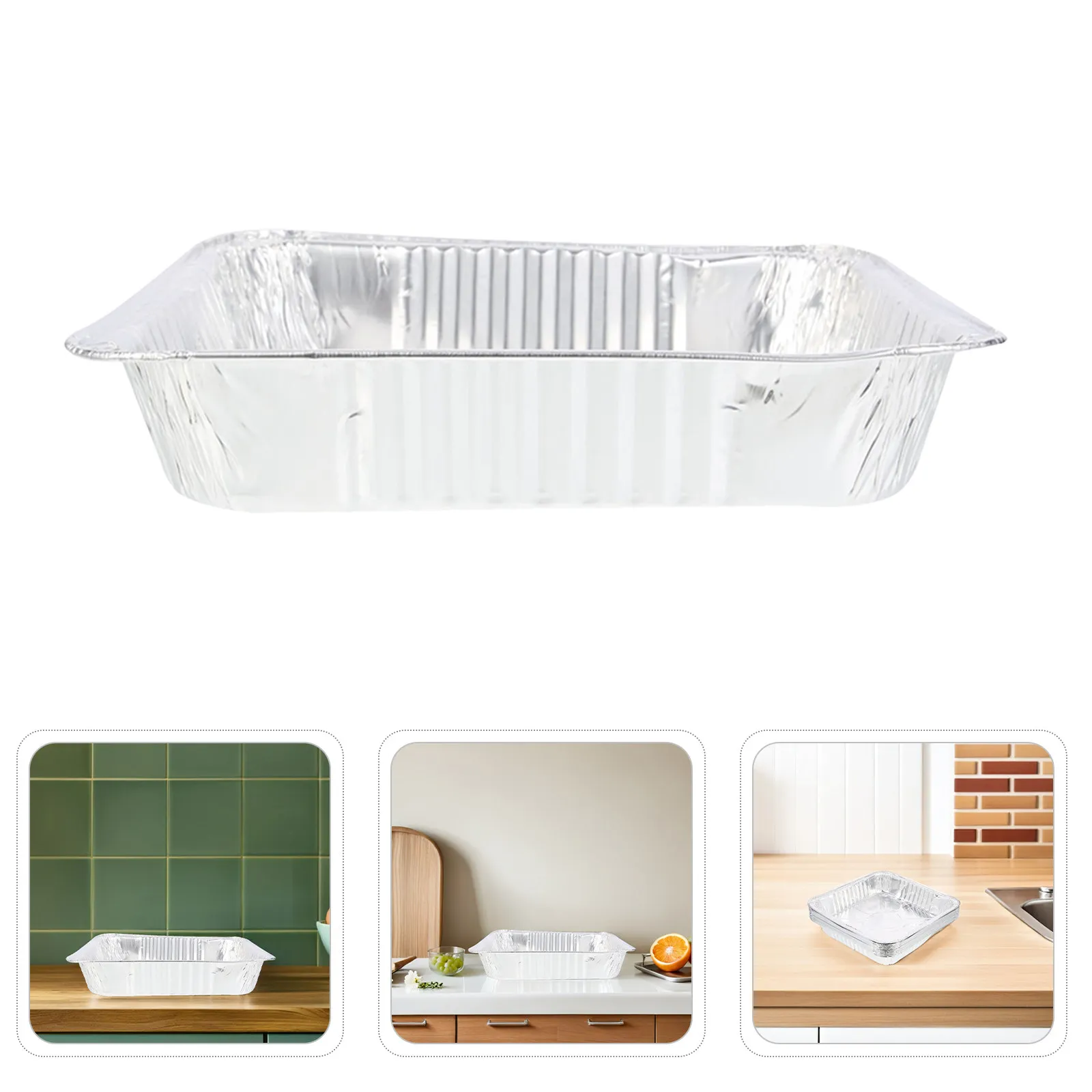 20Pcs Aluminum Foil Food Containers Square Shape High Temperature Resistant Disposable Baking Trays for Oven Air Fryer Grill
