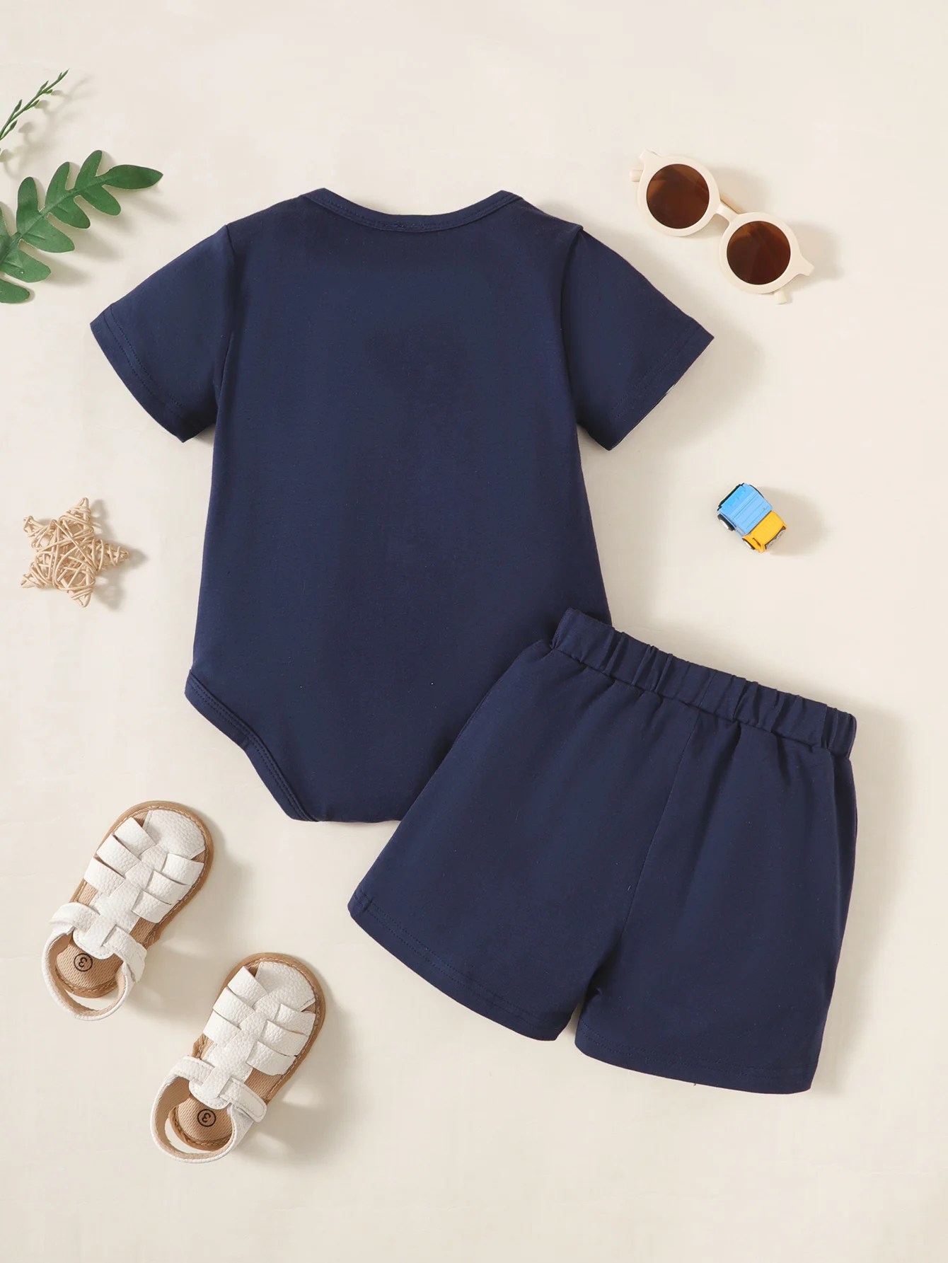 2CPS Newborn Baby Boy Clothes Set Letter Short Sleeved Bodysuit+Shorts Summer Leisure Sports Wear for Infant Boy 0-18 Months