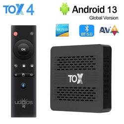 TOX4 TV Box RK3528 Android 13 4GB RAM 32GB ROM BT 5.0 AV1 1000M LAN  Dual Band Wifi HDR Media Player Set Top Box PK TOX3