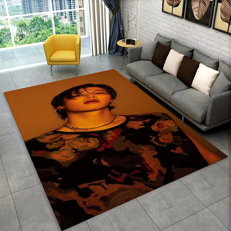 

Ковер K-pop BTS JIMIN для игровой комнаты, спальни, гостиной, дивана, домашнего декора, детский коврик, нескользящий напольный коврик, подарок