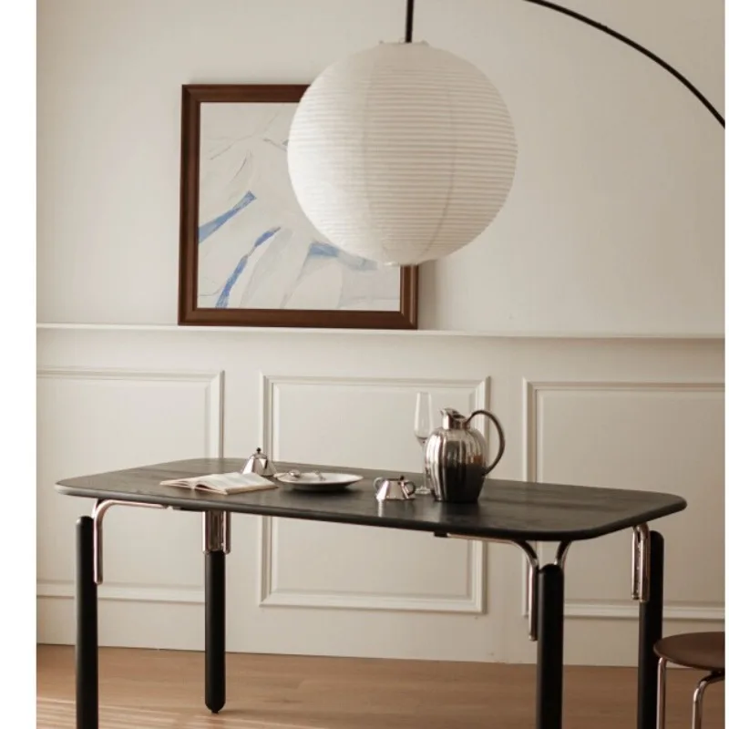 

Elephant dining table household modern simple solid wood small apartment commercial rectangular simple white wax