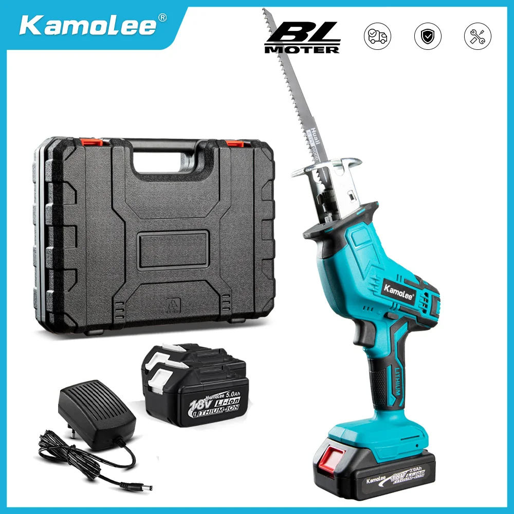 Kamolee 3600W 12000SPM Brushless Cordless Electric Reciprocating Saw Variable Speed Metal Wood Cutter Tool For Makita 18V Batter