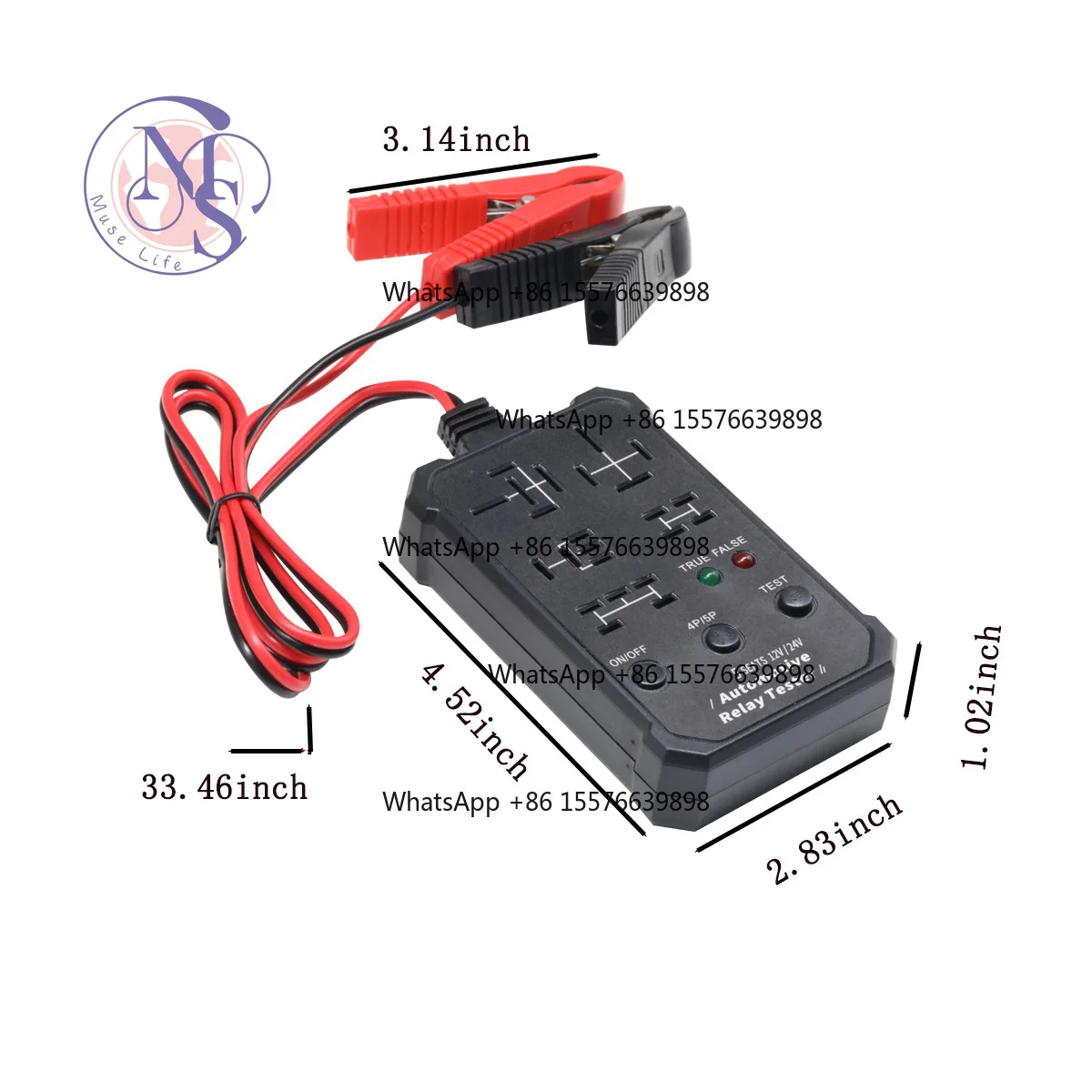 Relay Tester, Multi-pin 5-socket Relay Detector, 12V/24V Auto Relay Diagnostic Tool