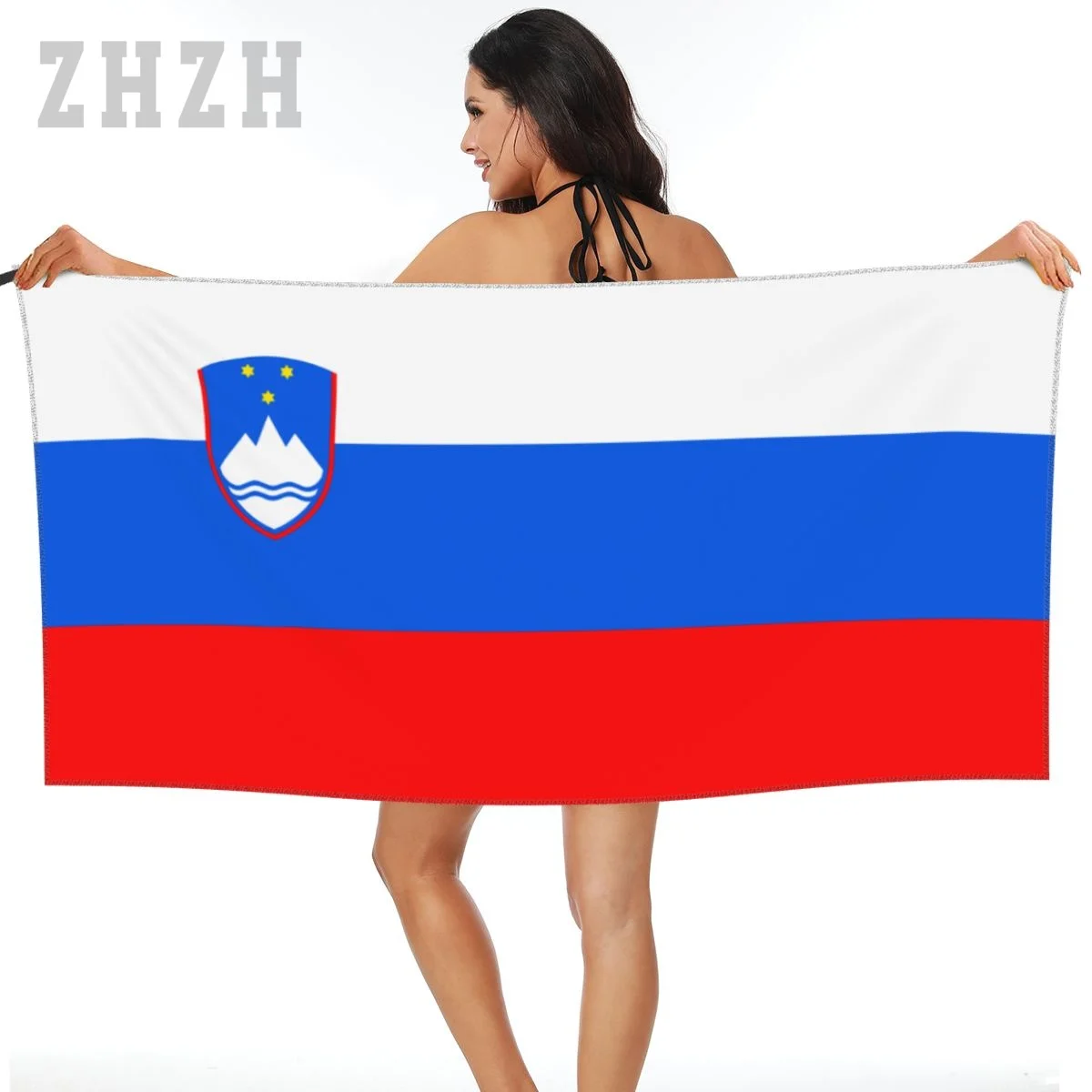 More Design Slovenia Flag Emblem Bath Towel Quick dry Microfiber Absorbing Soft Water Breathable Beach Swimming Bathroom
