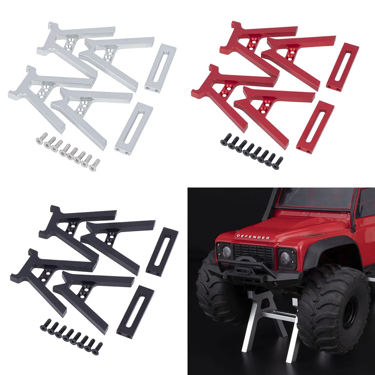 Supporto da lavoro in alluminio per auto RC supporto per martinetto per riparazione per 1/18 1/24 TRX4M SCX24 AX24 FCX24 UTB18