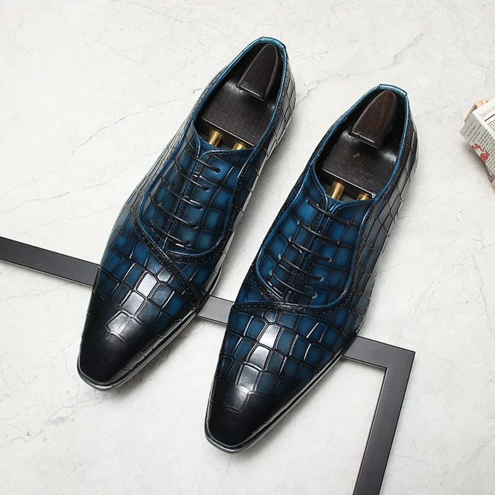 Luxury Mens Leather Shoes Retro Carved Lace-up Brogue Oxford Wedding Men Dress Shoes Male Formal Business Gentleman Office Shoes