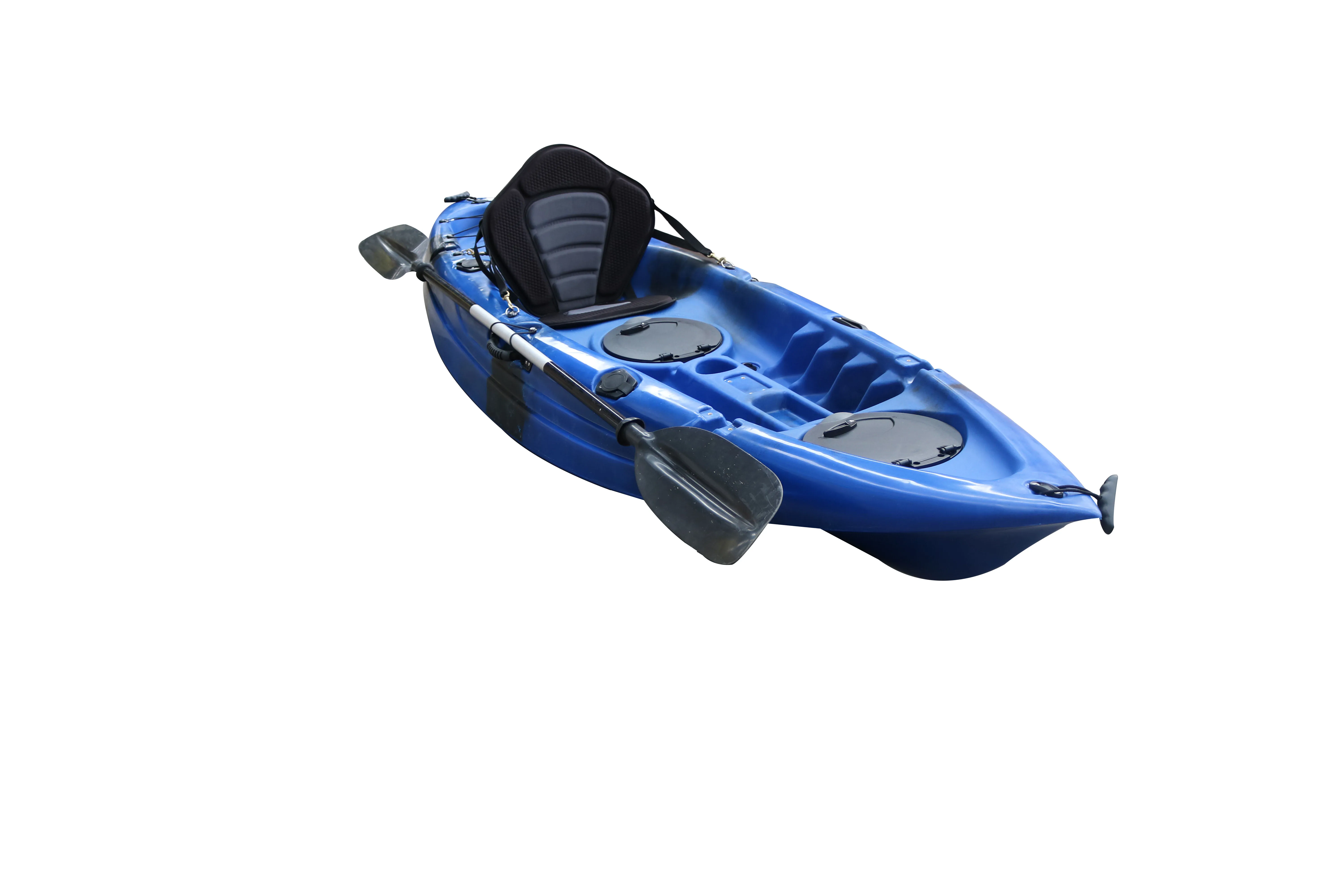 صيد كاياك بلاستيكي مجداف واحد لصيد الأسماك يجلس على قمة الكاياك مع فتحة