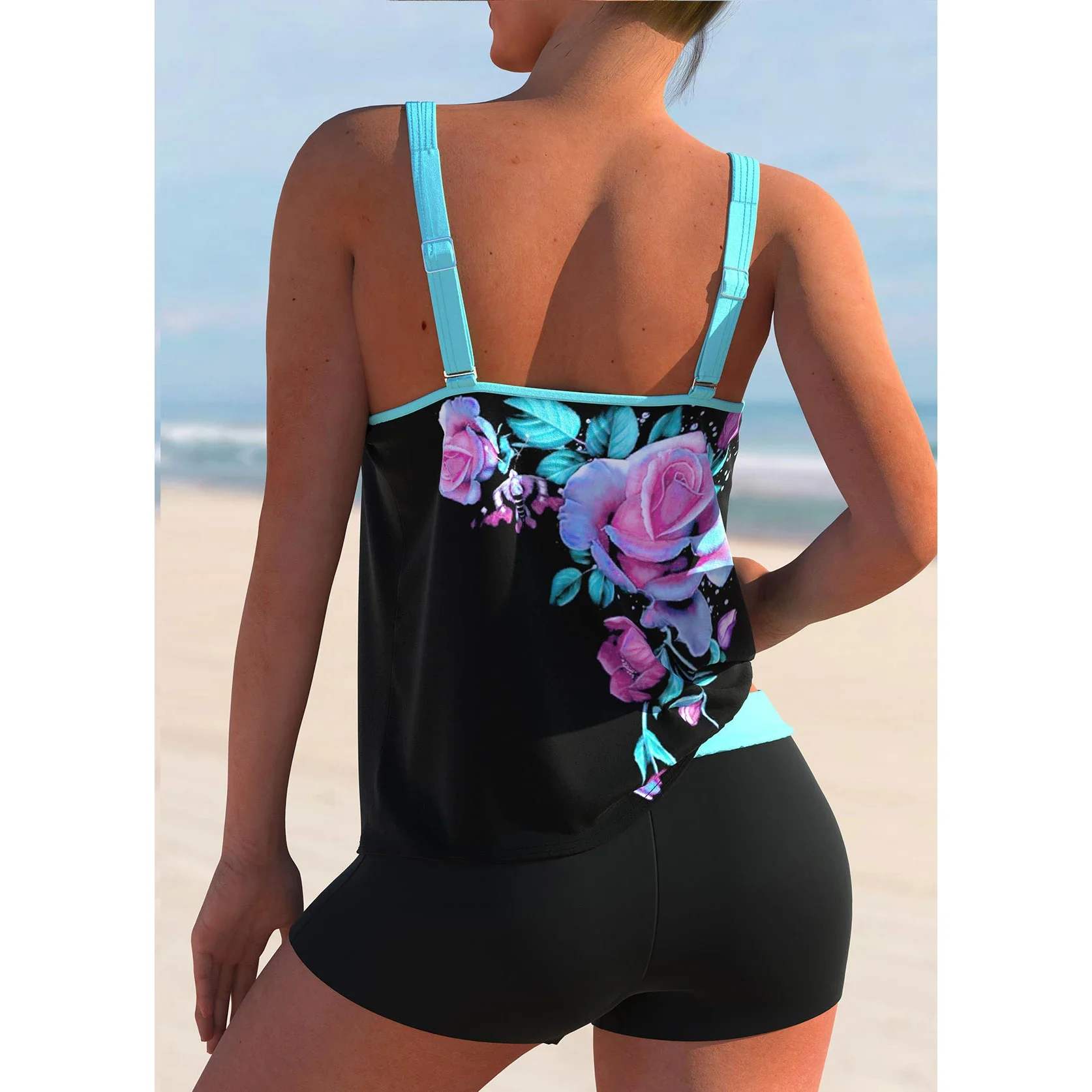 Bañador Sexy de dos piezas para mujer, Tankini estampado, conjunto de ropa de playa a la moda para verano, 2023