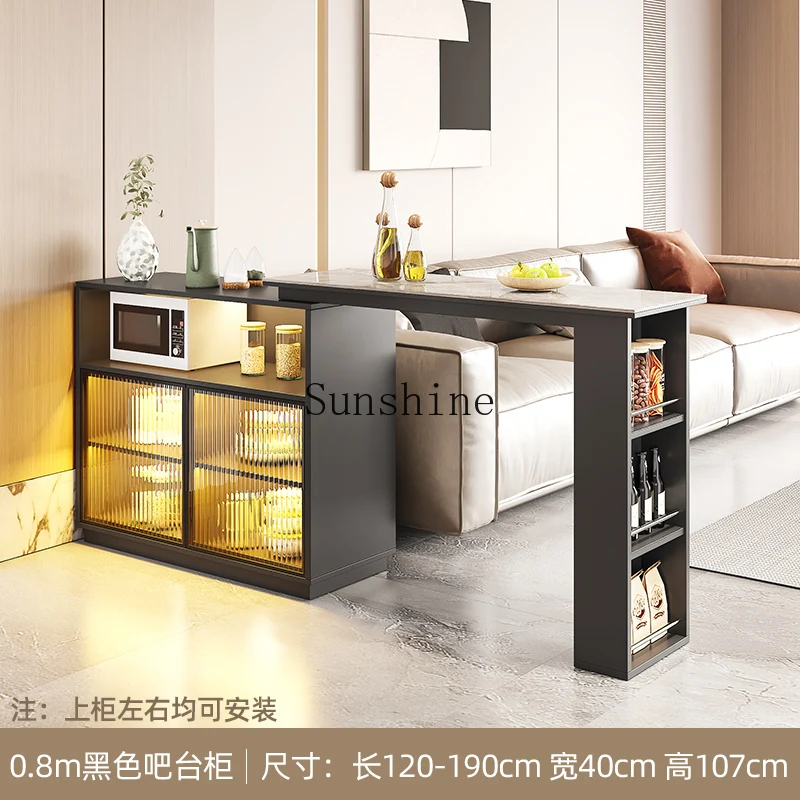Light luxury rock slab dining side cabinet household integrated solid wood corner wall bar cabinet