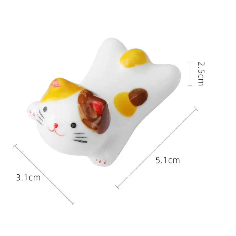 Japanese Style Underglaze Ceramic cute cat Chopstick Holder Tableware Restaurant Simple Oval Spoon Bracket Utensil For Kitchen