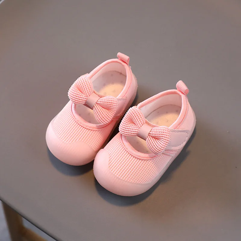 Baby Shoe Spring Autumn Breathable Baby Girl Shoe Butterfly Knot Mesh Shoe Aged 0-2Little Fresh Princess Shoe Newborn Zapatillas