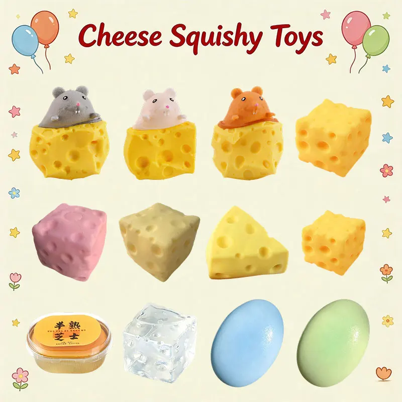 Giant Cheese Squishy Toys Slow Rebound Decompression Adult Sensory Release Toy Triangle cheese Mouse Cheese Soft Touch Xmas Gift
