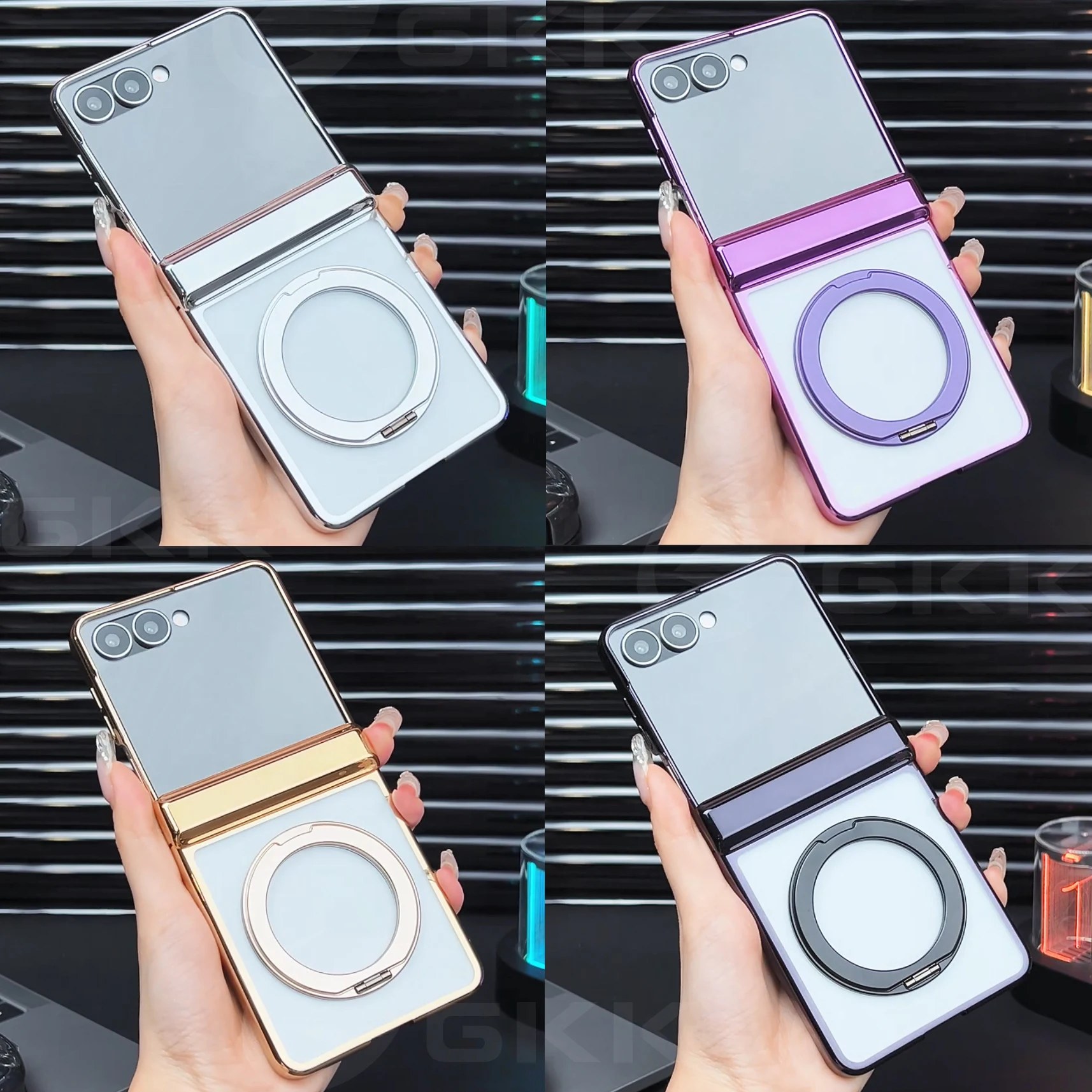 

Magnetic Hinge Ring Holder Case for Samsung Galaxy Z Flip 7 Luxury Plating Edge Screen Glass Hard Cover For Galaxy Z Flip7 Case