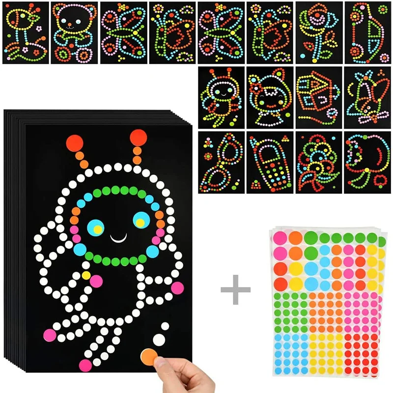 Children DIY Dot Puzzle Stickers Colorful Early Education Drawing Toys Cute Cartoon Learning Mosaic Sticker for Children Gifts