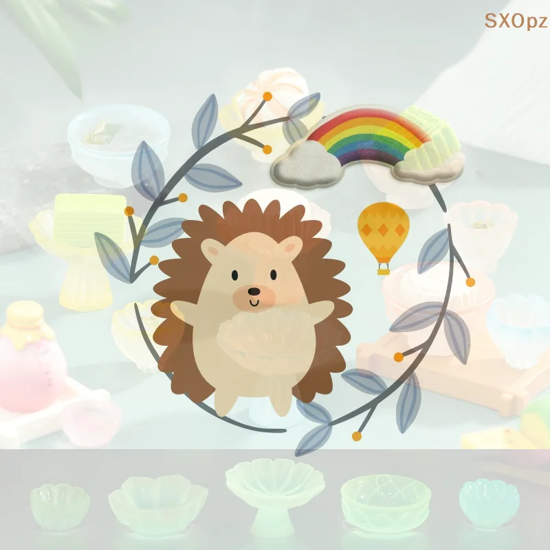 ドールハウスのおもちゃ：ミニチュアキッチンアクセサリー4点、背の高いトレイ、フルーツ皿、ケーキプレート、ティーボウル。