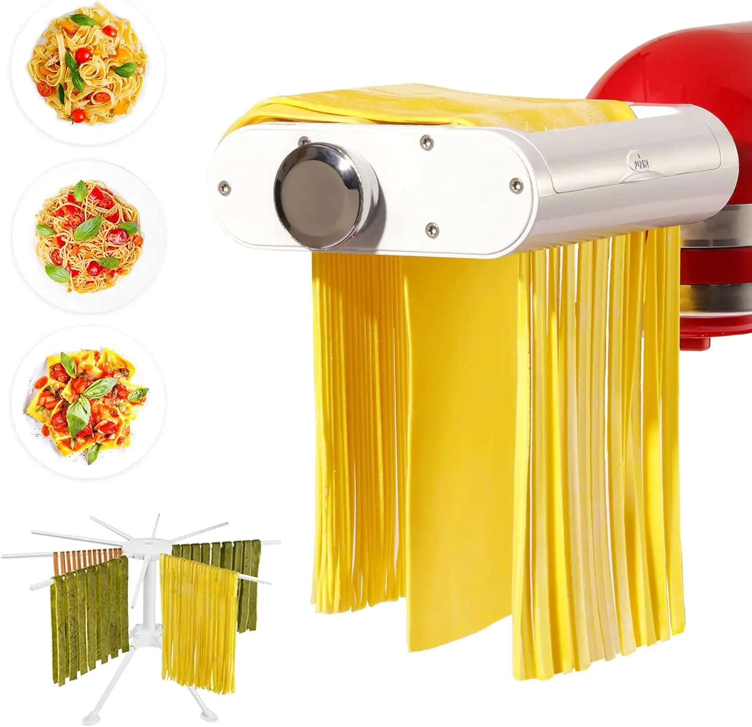 

Насадка для приготовления пасты 3-в-1 для миксеров KitchenAid, включает в себя ролик, ножи для спагетти и феттучини
