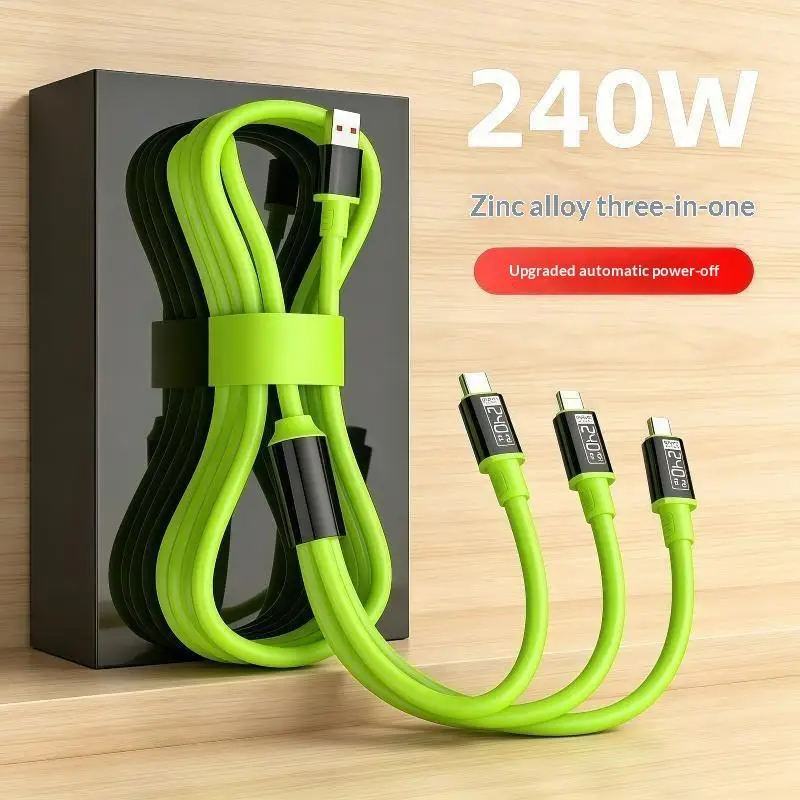3 in 1 Universal 240W Fast Charging Cable Anti-Break USB Cord for Type C Micro USB Devices Home Car Travel Charging