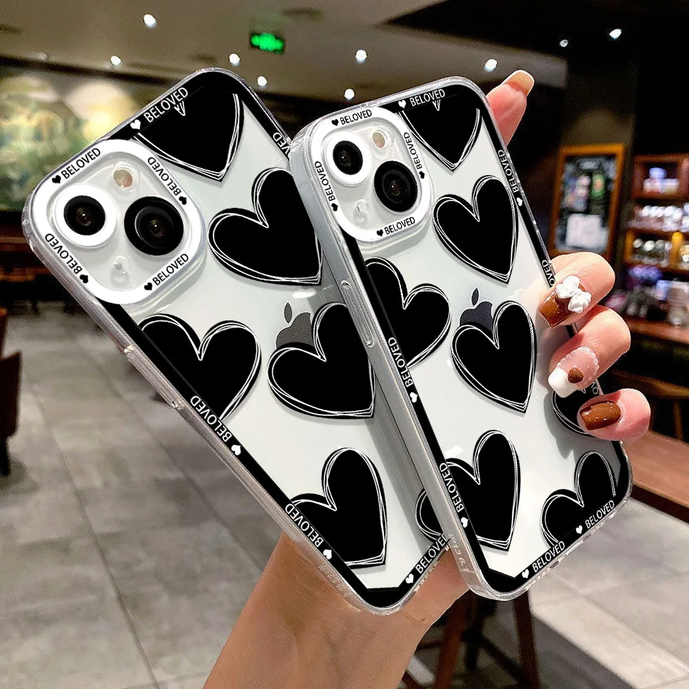 Love Heart Phone Case For iPhone 11 Covers iPhone 12 13 14 15 Pro Max XR X Xs 7 8 Plus SE 2020 13 Mini 13promax Silicon Fundas