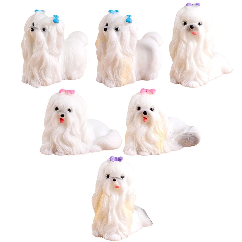 

6pcs Mini Puppy Decoration Dog Figurines Resin Craft Realistic Small Animal Figures for Garden Office Home Gift