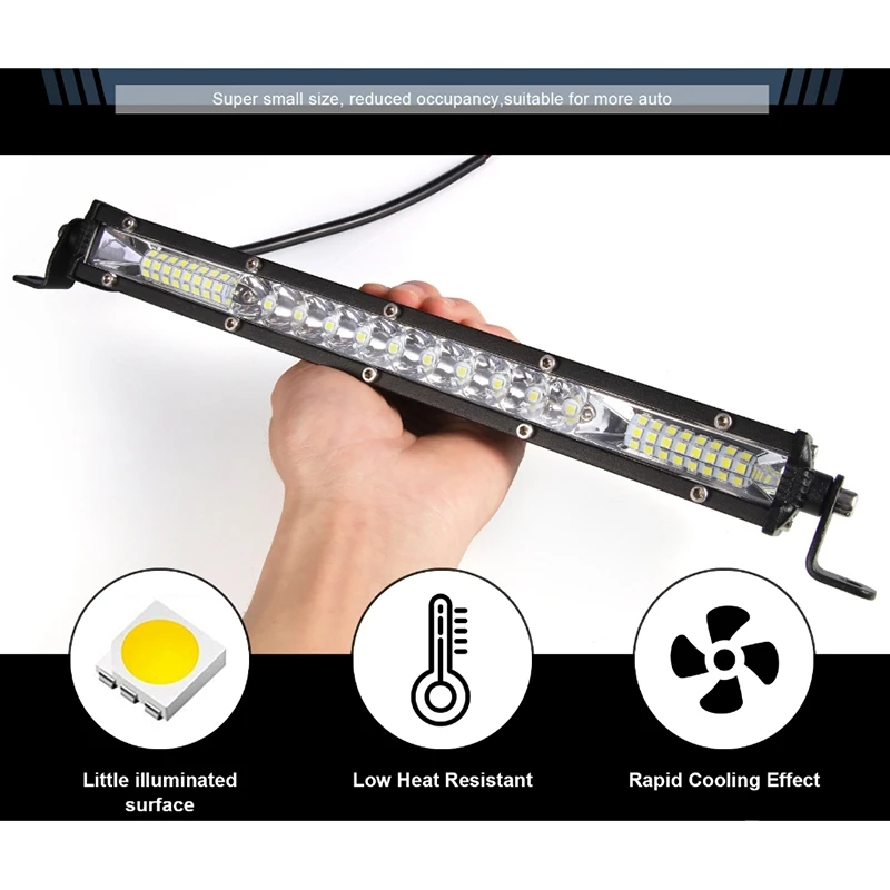 Imagem -06 - Barra de Luz Led para Caminhão Suv Off-road Luzes do Telhado de Trabalho Feixe de Inundação Lâmpadas de Condução 12 24v