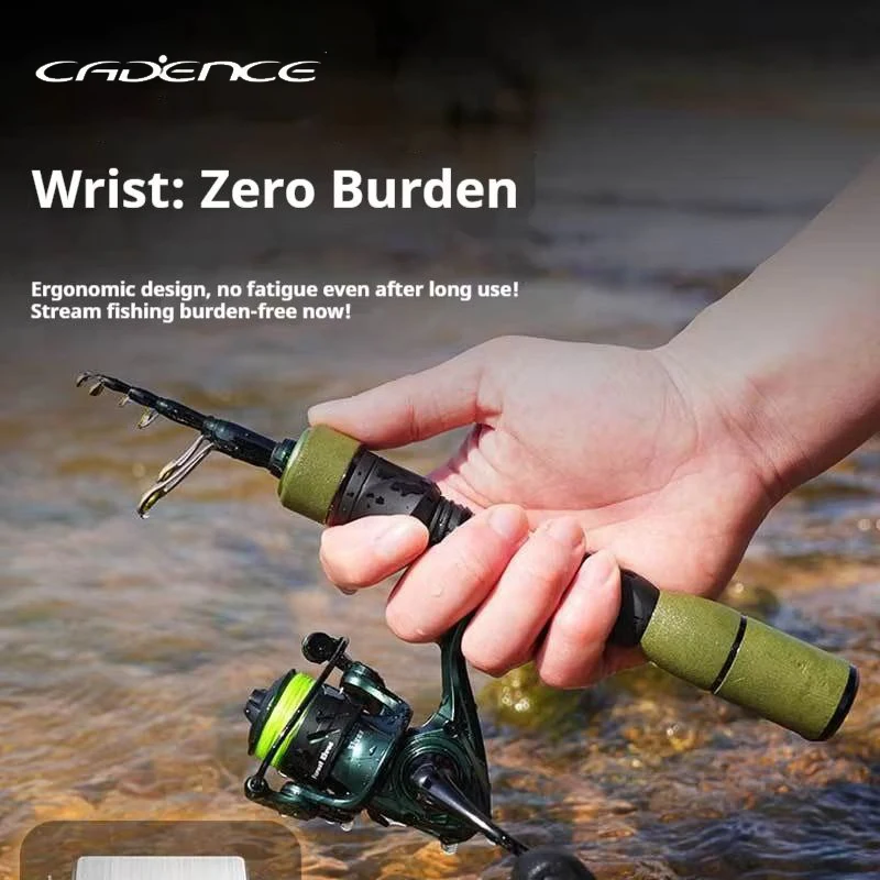 Cadence Mini Telescopic Lure Rod Ultra Light Ultra Short Portable Multi Section Stream Fishing Outdoor Travel Backpack