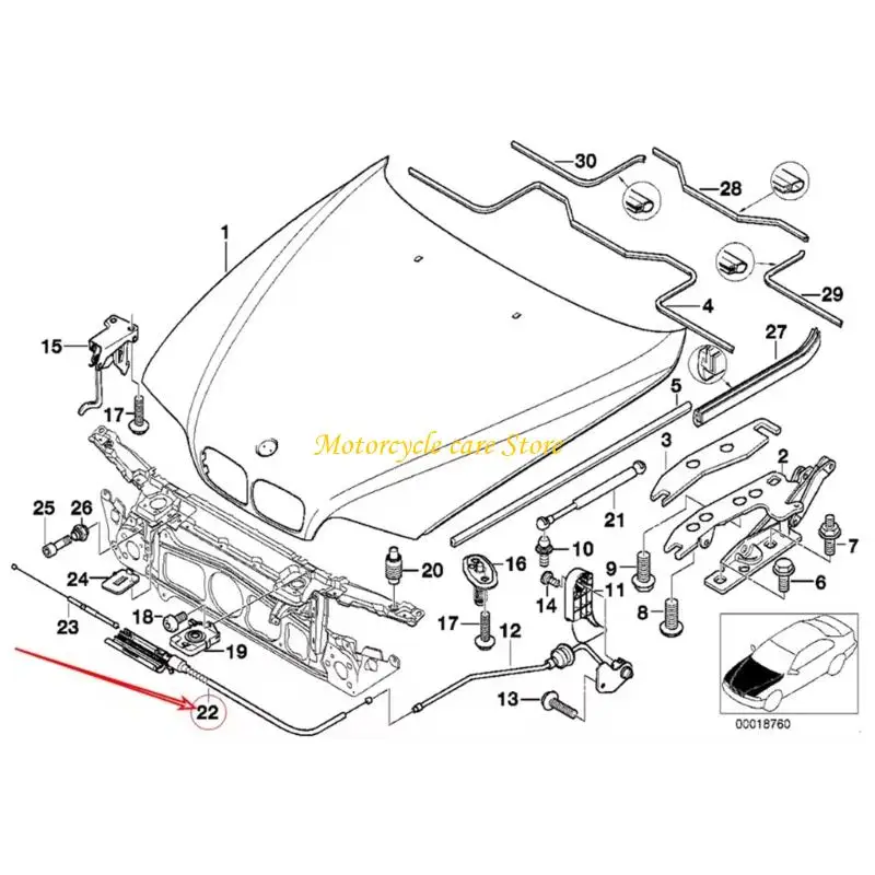 U75F Automotive Accessories for E39 520i 523i 525i Bonnet Hood Release Cable 51238190754 Release Cable Easy Installation