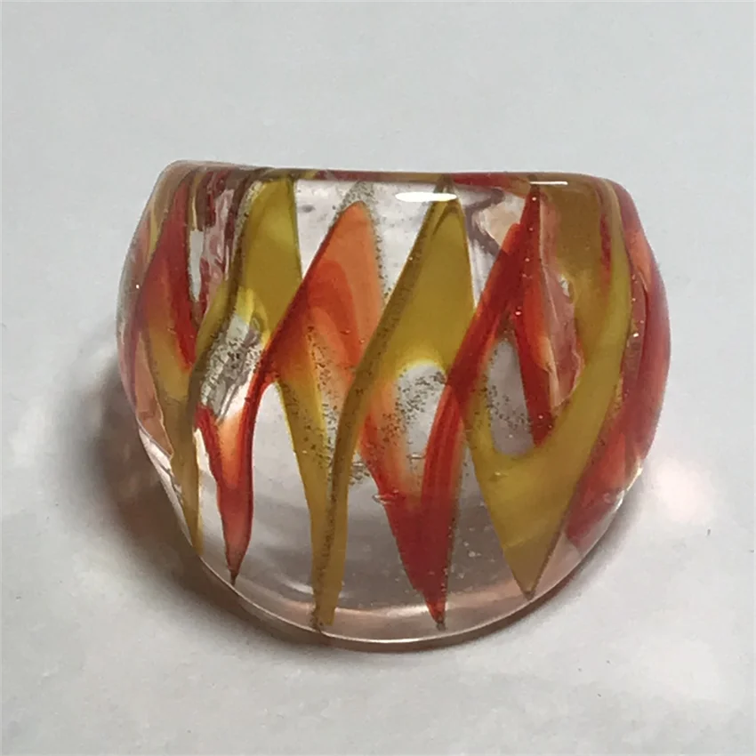 New Handmade Vintage For Women Murano Glass Transparent Glaze Purple And White Lines Finger Rings Fashion Jewelry