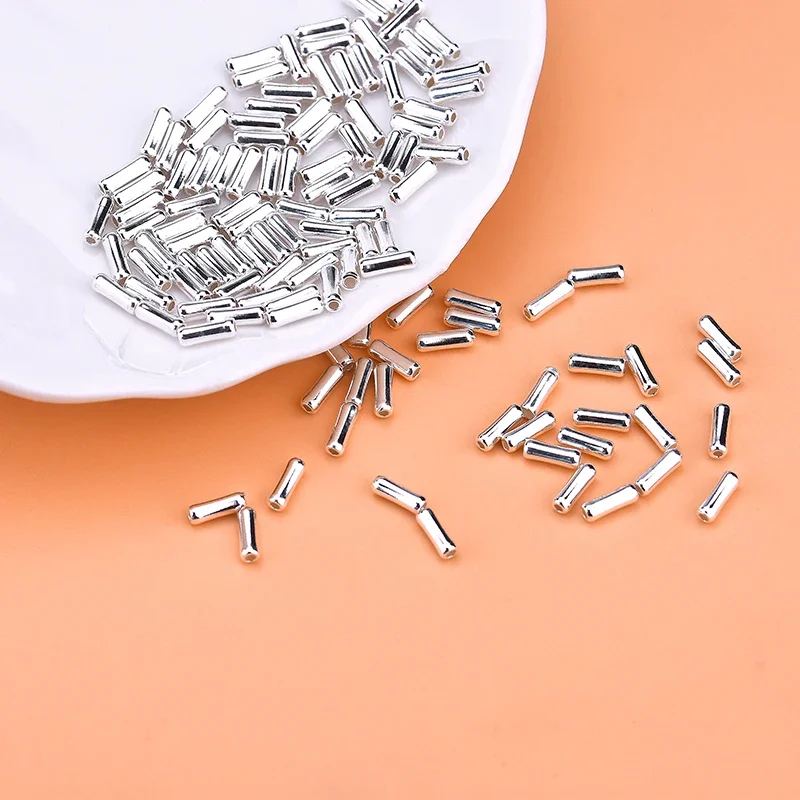 10pcs S925 pure silver bamboo tube head separated beads loose beads hand woven jewelry DIY accessories material package