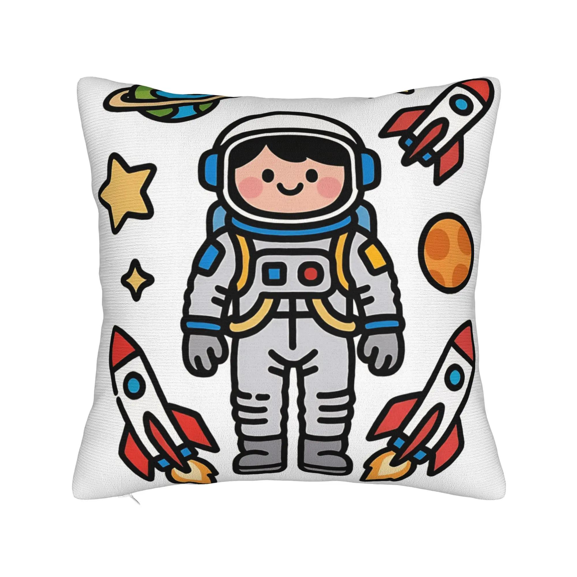 Astronaut & Rocket & Planets Pillow Case  Fashion Pillow Cover Soft Pillowcases For Sofa Couch Bed Living Room