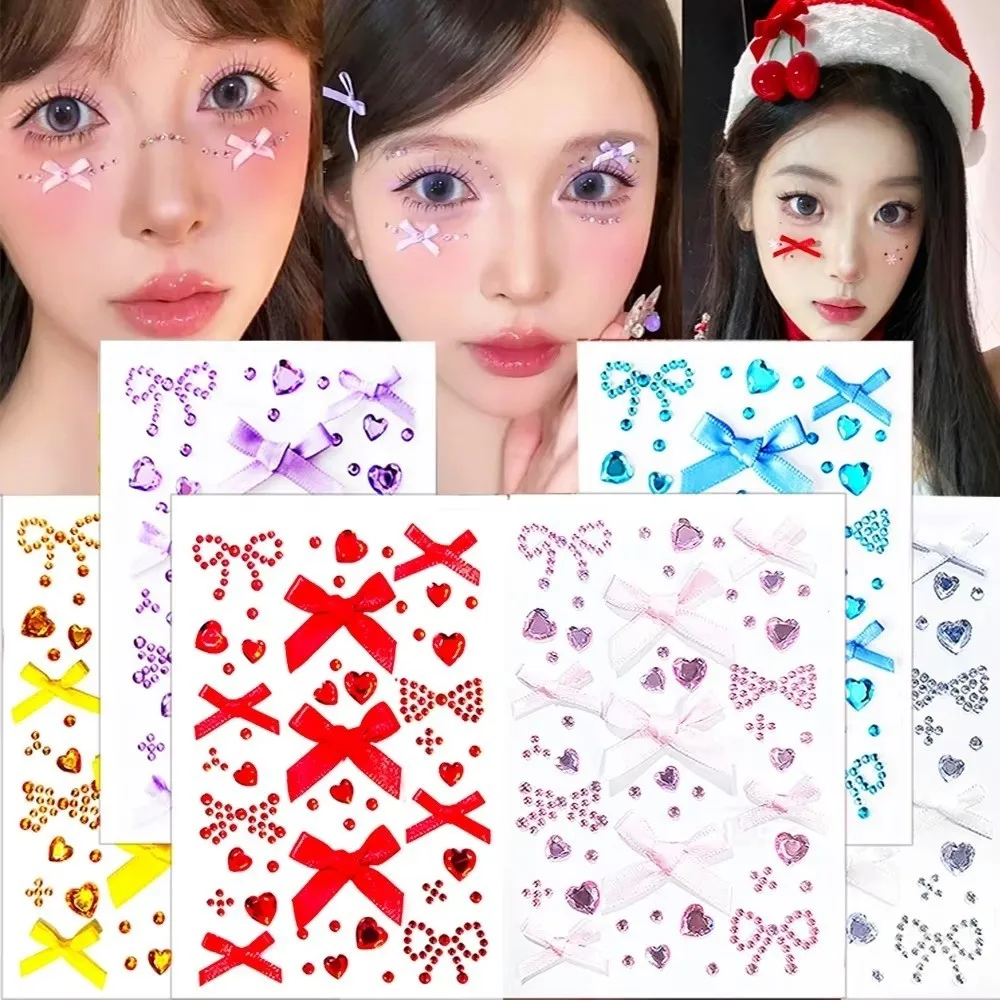 Creative Sparkling Face Gem Sticker Waterproof Shiny Photocard Sticker Self-adhesive Y2K 3D Rhinestone Sticker Girls Tattoos