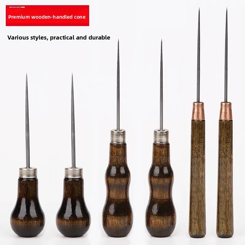 Handmade Old Style Stainless Steel Needle Taper Long Sharp Thousand Leaf Drill Wood Handle Jewelry Making Accessory image 2
