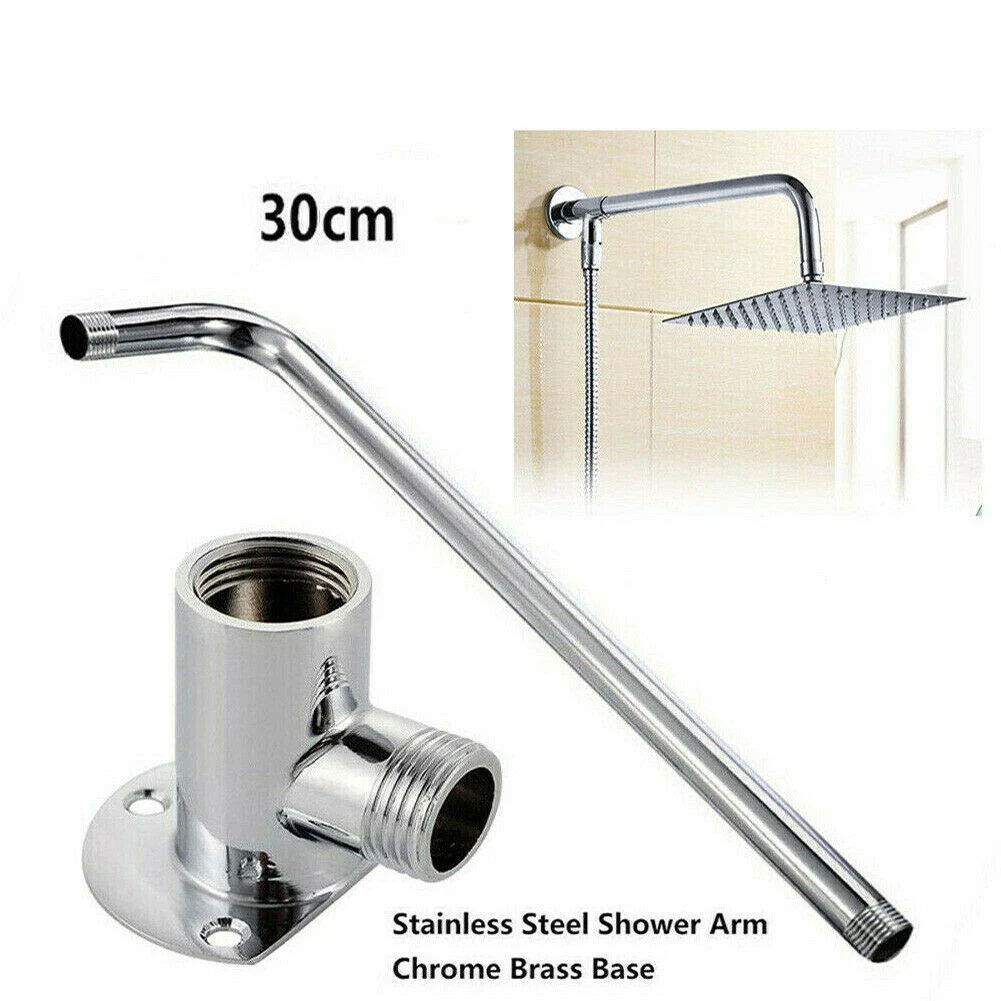 

30CM Stainless Steel Shower Head Extension Arm Wall Mounted Shower Arm Rainfall Shower Tube Extend Pipe Bathroom Hardwares