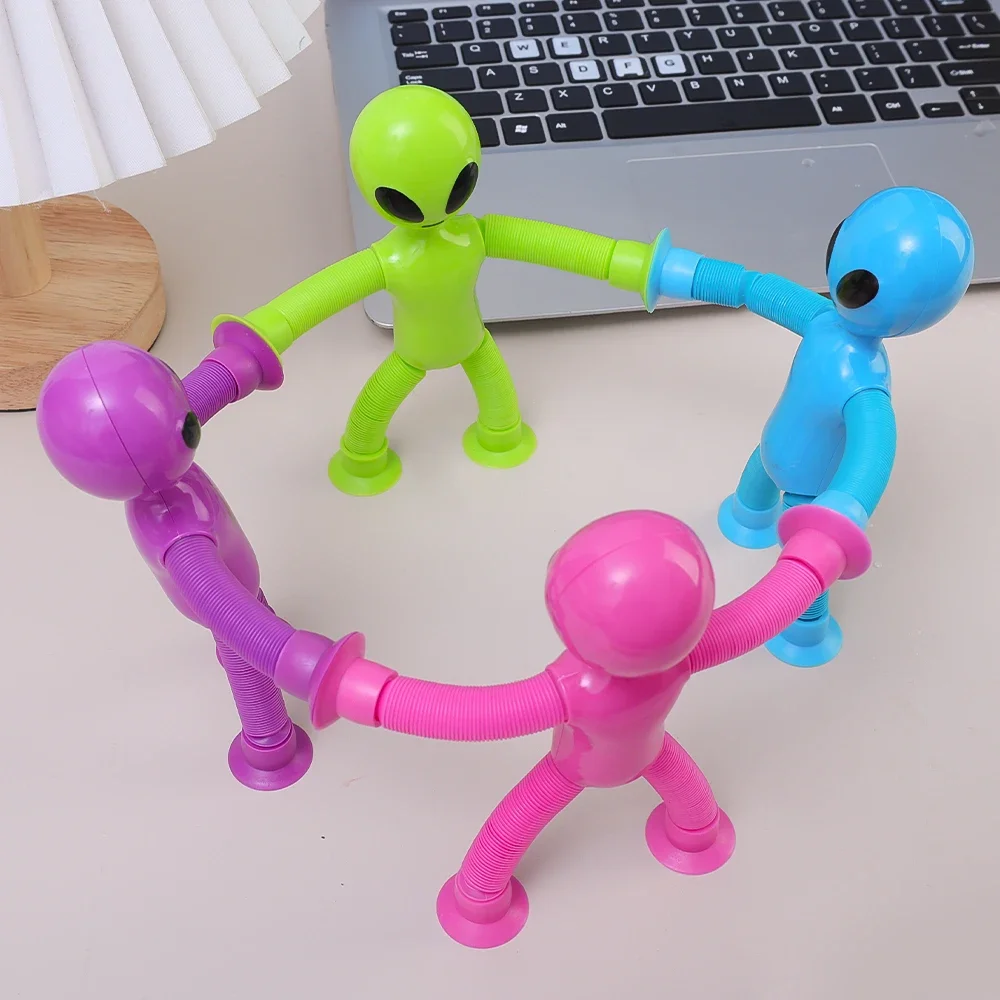 Suction Cup Telescopic Tube Alien Toys Variable Decompression Kids Early Education Puzzle Toys Fun DIY Interactive Game Props