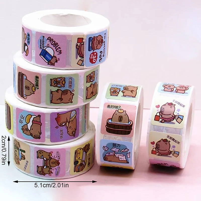 Autocollants décoratifs imperméables de style Capybara pour enfant, stickers esthétiques, graffiti, mignon, pour bagages, ordinateur portable, tasse, téléphone, journal intime, livre, jouet, 500 pièces/rouleau