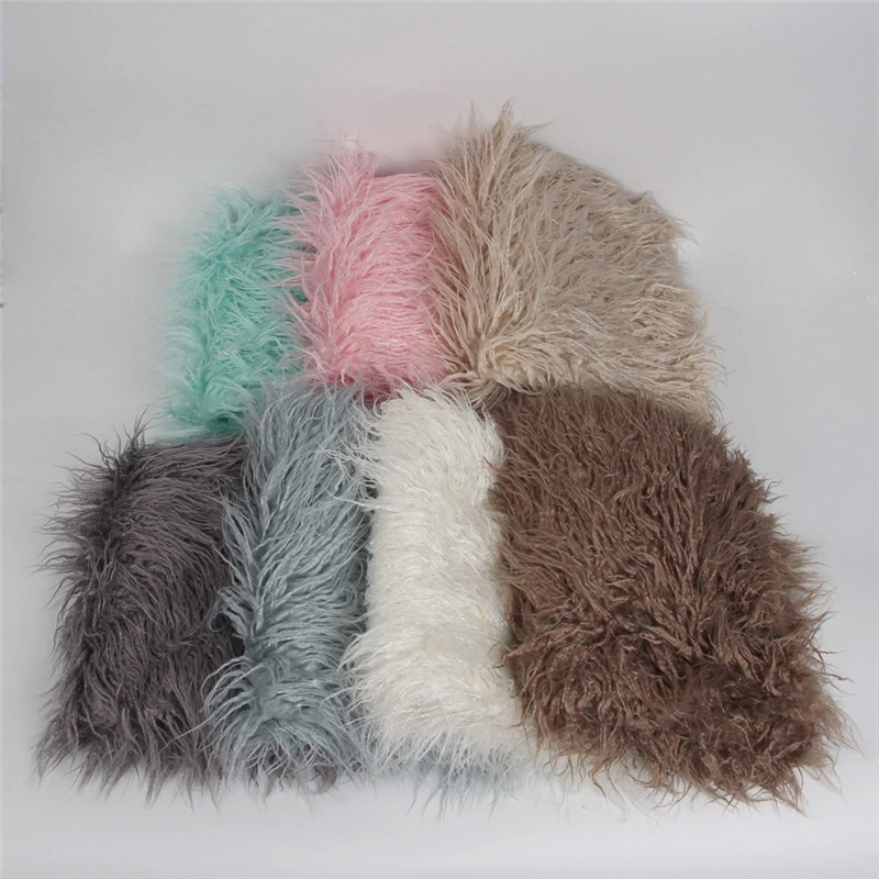 70 x 60cm Newborn Baby Infant Photo Blanket Fake Fur Rug Blankets Plush Photography Background Props Basket Stuffer Filler