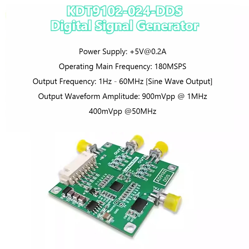 

Модуль цифрового генератора сигналов AD9102, 180MSPS, основная частота, генератор сигналов произвольной формы, частотная комбинация KDT9102-024