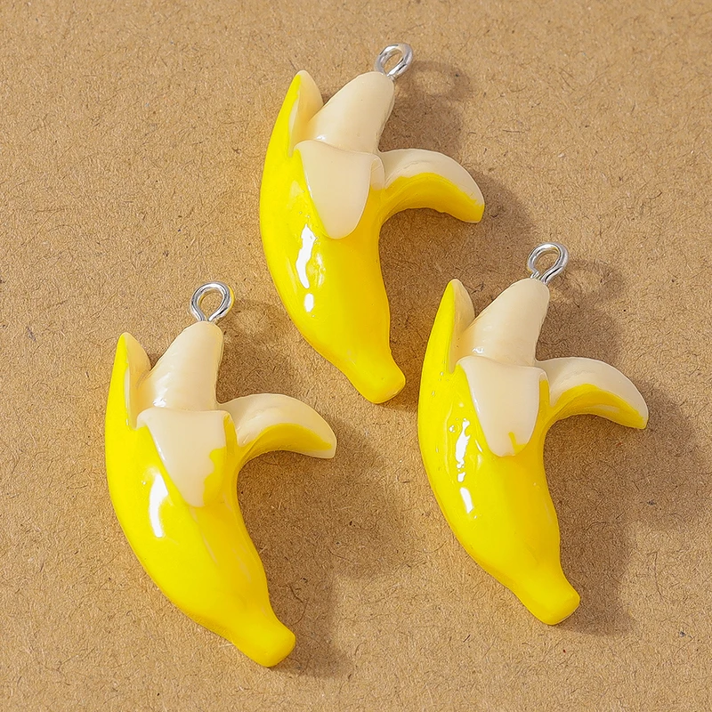 سحر فاكهة محاكي راتنج ، دلايات للأقراط ، قلادة ، صناعة مجوهرات ذاتية الصنع ، مستلزمات إكسسوارات ، موز ، 10 * *