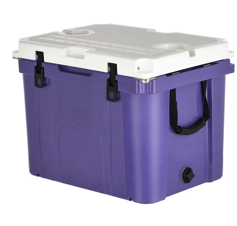 55 Quart High Perfomance Icebox Trolly Roto Molded Cooler with Wheels Food Custom PE Waterproof Box Insulated Cooler Letter