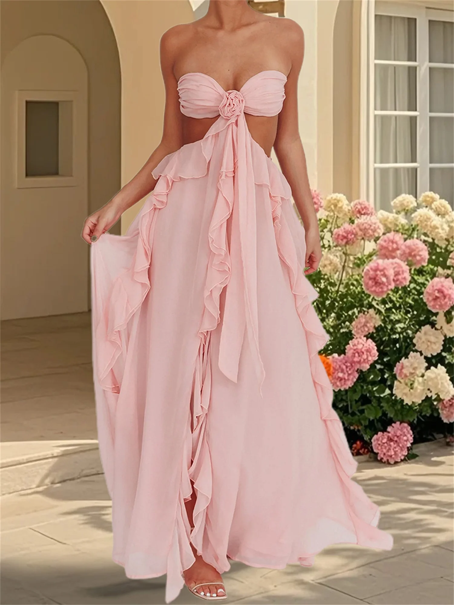 Elegante off-shoulder zeemeermin-avondjurk met paillettenversieringen en ruches aan de zoom voor formele evenementen en feesten