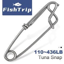 FishTrip Longline Fishing Snap Clips Stainless Steel Floatline Tuna Longline Shark Clips Longline Branch Hangers Snap Sliver