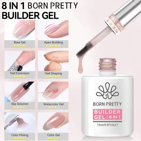 BORN PRETTY 15ml 8 in 1 Building Nail Gel Extension Base Gel Nail Shaping Watercolor Mixing Slip Solution Multi-functional Gel