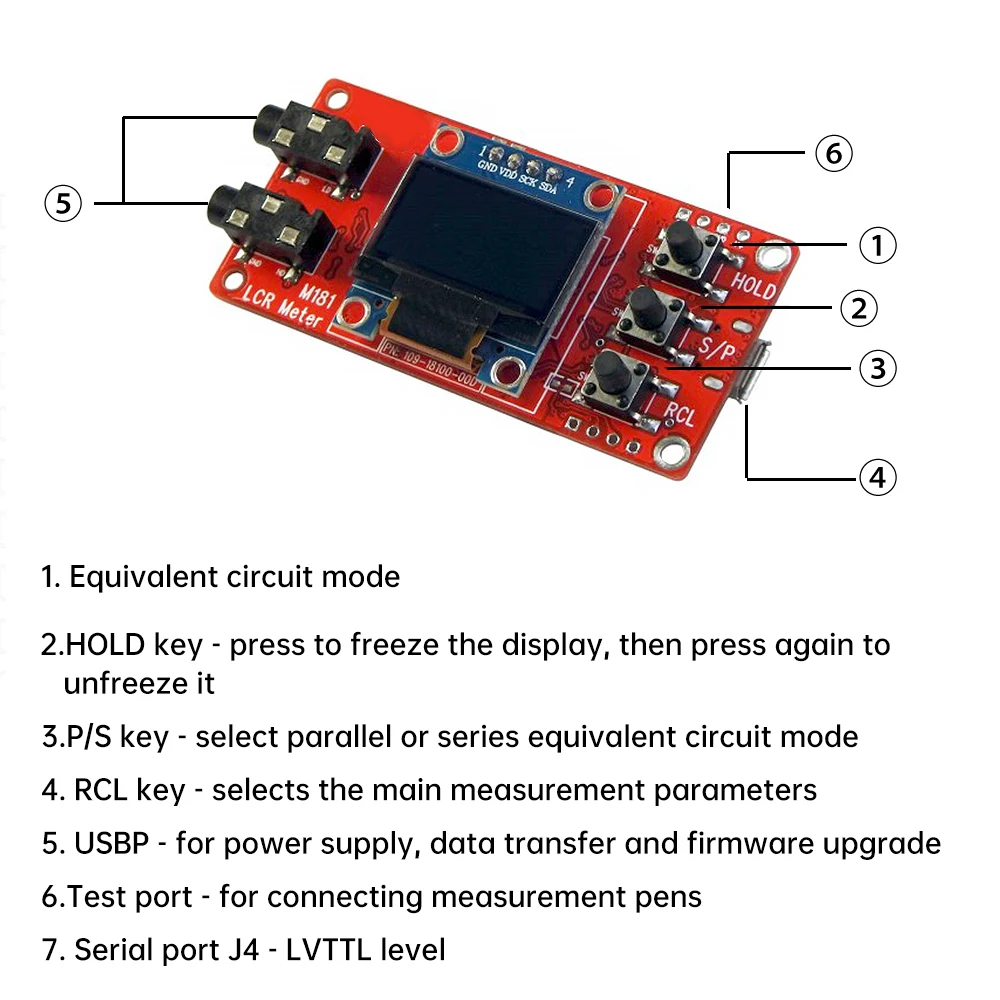 Imagem -03 - Lcr Ponte Tester Módulo Kit Faça Você Mesmo Componente Tester Indutância e Capacitância Medidor de Alta Precisão dc 5v 10000uf 10 mo M181