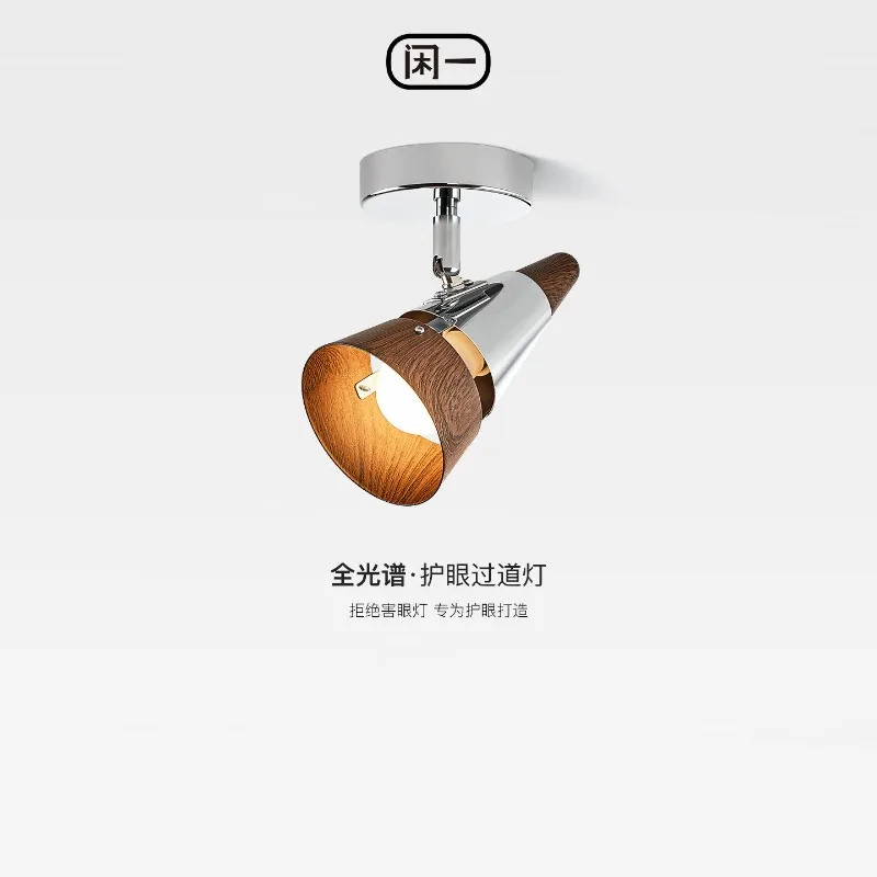 Full Spectrum Vintage Bauhaus Adjustable Angle Walnut Wood LED Ceiling Spot Light Eye Care Hallway Living Bedroom Home Decor New
