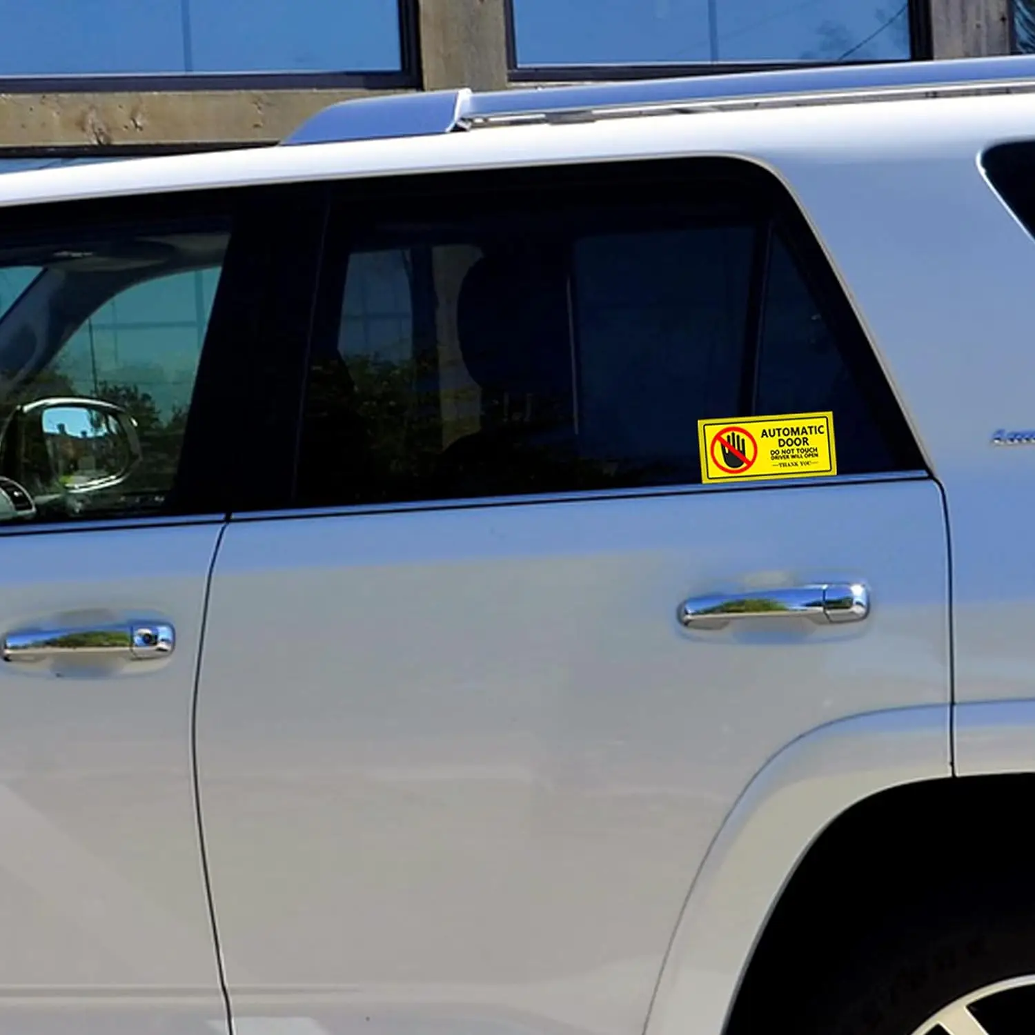 Caution Automatic Door Do Not Touch Stickers Waterproof Removable Window Sign for Van,Taxi,Ride Vehile, Yellow