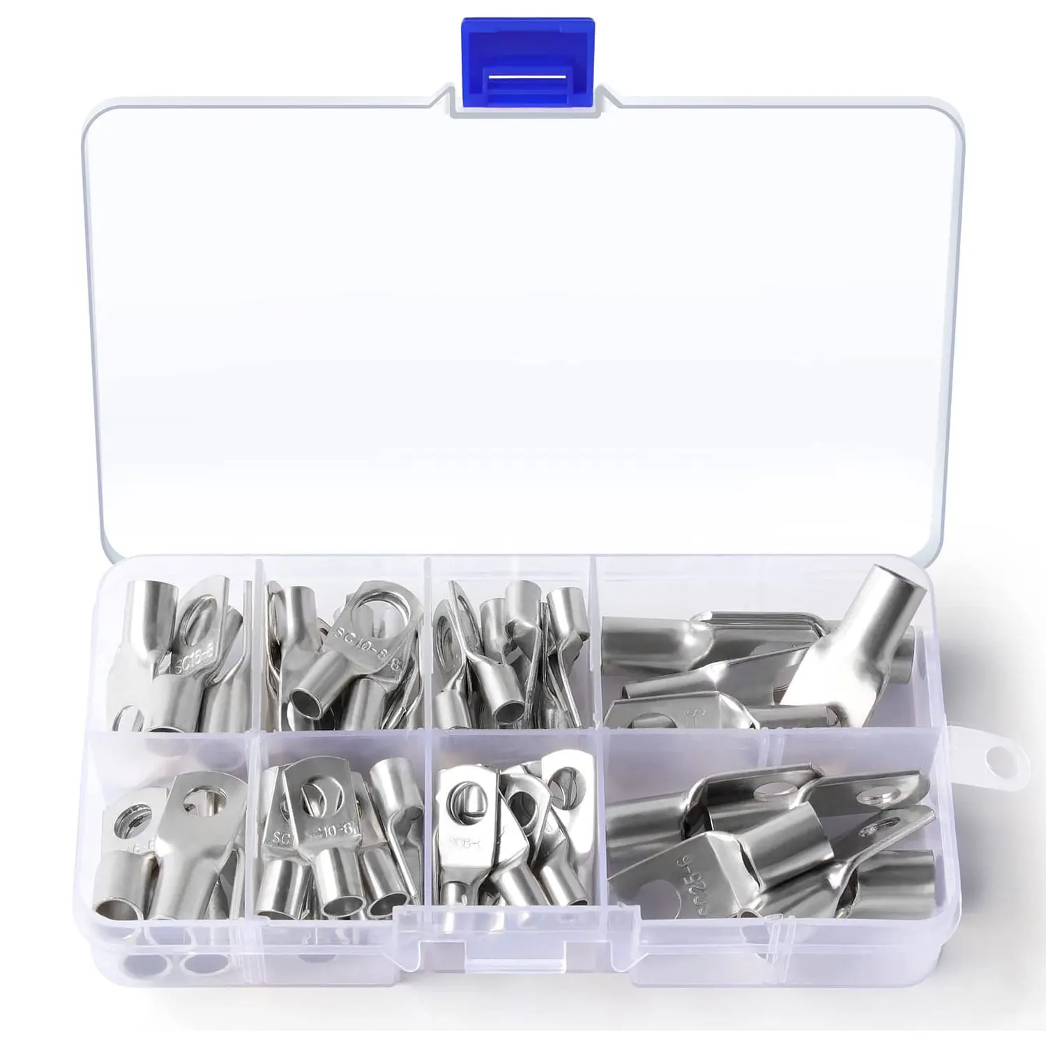 60PCS Tinned Copper Wire Lugs Kit, Battery Lugs, Crimp Battery Cable Ends, Battery Terminal Connectors, Ring Terminals